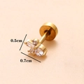 Golden moon flower stud earring with micro-set zircons in 0.7cm by 0.5cm size - Gold 1#