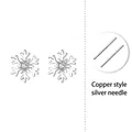 Pendientes de copo de nieve en plata S925 con una piedra central brillante blanca - F2122F/Circonita Blanca/Cobre Con Pin de Plata