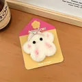 Cute white plush flower hair clip with pink bow and star charm, 6x6cm size - White Cute Plush Star Hair Clip - Small Bowknot