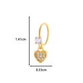 Gold-plated heart-shaped piercing ring with sparkling white zircon stones for women - 9# Golden Yellow