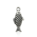 Antique silver fish pendant with detailed scales for DIY jewelry making and crafts - 1Pc Antique Silver Fish 9x20mm