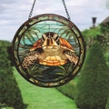 Hanging colorful sea turtle suncatcher in stained glass style for garden window decor - Sea Turtle