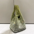 Luxury green to silver gradient rhinestone bucket bag with sparkling crystals - Gradient Yellow