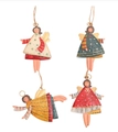 Hand-painted iron angel girl ornaments set with rustic design for Christmas tree - 4Pcs Angel Pendants Set