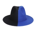 Two-tone wool fedora hat featuring a sharp black and blue gradient contrast design - Black & Blue