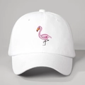Cappellino da baseball bianco classico con ricamo fenicottero rosa regolabile - Taglia unica / Bianco