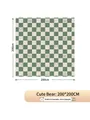 Groen geruite picknickmat 200x200cm met beerprint en 4 haringen voor 6-8 personen - Schattige Beer (200x200cm) met 4 Grondpennen