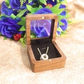 Walnut wood jewelry box with glass window and black velvet lining for pendant necklace - 68 Window Pendant Box / Black Lining