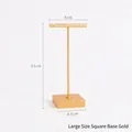 Detail of matte gold T-bar earring stand with dimensions 13cm height and 6cm width - Style C Large (Square Base Gold)