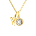 Collier en acier doré avec pendentif lettre K et une pierre précieuse blanche ronde - Lettre K / Or