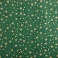 Dark green Christmas wrapping paper with golden snowflake and star patterns - Snowflake