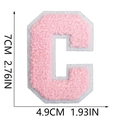 Tabella taglie dettagliata per toppa lettera C in ciniglia rosa altezza 7cm - Lettera singola C / Rosa