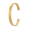 Elegant gold titanium steel cuff bracelet with textured hollow chain and evil eye motif - Y537-1 Gold Texture