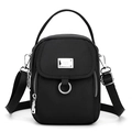 Minibolso bandolera negro de nailon con múltiples compartimentos y logotipo metálico - Negro