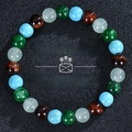 Detail of beaded wealth bracelet with tiger eye, citrine and malachite on black background - Aventurine/Turquoise/Tiger Eye/White Crystal (Money Success-3)