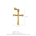 18K gold plated stainless steel cross pendant with embedded diamonds for DIY necklaces - C06 Style (2.6x1.7cm) / Gold