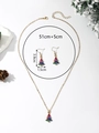 Détails de la parure sapin de Noël en émail avec dimensions du collier et des boucles - XL18-Sapin de Noël en Émail