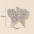 Detail view of silver butterfly pendant with cubic zirconia and 2.5cm size markings - Silver Pave Butterfly