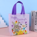 Sac cadeau de Pâques violet en non-tissé avec motifs lapins et message festif - DX50 Violet-Vertical