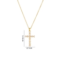 Gold cross necklace with clear cubic zirconia pavé pendant and adjustable link chain - Gold Cross (635)