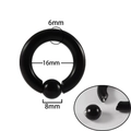 Black stainless steel 6mm thick BCR captive bead ring with 16mm inner diameter - 6x16x8mm / Black