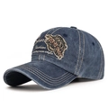 Casquette de baseball en coton délavé bleu marine vintage avec broderie et effet usé - Bleu marine