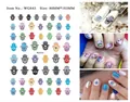Detail view of Evil Eye and Hamsa hand nail art stickers with product size measurements - WG843