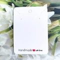 White cardstock jewelry display card with Handmade with Love red heart print and hanging holes - 50 Cards + 50 Bags / White