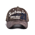 Berretto da baseball retrò con ricamo e visiera in pelle invecchiata stile street - Marrone scuro (Berretto da baseball per adulti)