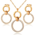 Rose gold necklace and earrings set with Roman numerals and pavé crystals - Rose Gold Roman Numerals Rhinestone (款式1)