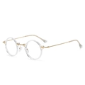 Retro punk zonnebril met transparant rond montuur en slanke gouden metalen veren - Transparant Wit Gouden Pootje Anti-Blauw Licht C4