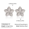 Pendientes de flores retro en acero inoxidable plateado con medidas de tamaño y peso real - Estilo de Flor Plateada (YYE025027-P)