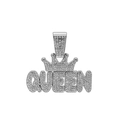 Hip hop silver QUEEN crown pendant with sparkling rhinestones on cuban link necklace - Pendant Only / Silver