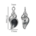 Gepolijste zilveren 3D conch schelphanger van roestvrij staal met afmetingen erbij - S8-Lange Wulk (Zilver)