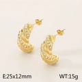 Pendientes de aro dorados de acero inoxidable con brillantes cristales blancos - Dorado (KE115315-KFC)