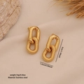 Goldene ineinandergreifende ovale Tropfenohrringe aus Edelstahl mit Textur - Glatter und Texturierter Ring-Stil (3#)