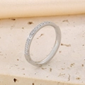 Silver stainless steel ring with half-circle row setting of sparkling zircons - Thin Row Stone Style (KR1088307-K)