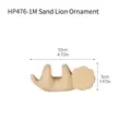 Minimalist Nordic ceramic lion ornament in sand beige matte finish, length 12cm - Lying Flat Lion - Sand Color with Dots