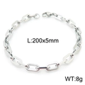 Bracciale a catena a graffetta in acciaio inossidabile argento 200x5mm con chiusura - Stile B Bracciale Color Acciaio (KB160626-Z)