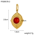 Colgante de sol dorado con gema roja, accesorio DIY de acero inoxidable vintage - Piedra Roja