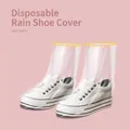 Waterproof transparent disposable shoe covers for kids with yellow seal and non-slip sole - Children's Disposable Rain Shoe Covers / Transparent (5 Pairs)