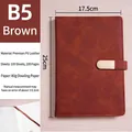 Brown B5 business notebook with premium PU leather cover and secure metal buckle closure - B5 (With Buckle / 100 Sheets) / Brown