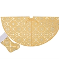 Jupe de sapin de Noël dorée et chaussette assortie avec des motifs de flocons argentés - 48 pouces 122 cm / Ensemble Or