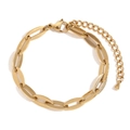 Minimalist 14K gold-plated paperclip chain bracelet with a textured glitter link accent - Minimalist Lip Chain (Gold) / Gold