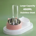 Pink cat ear stainless steel double bowl with 400ml automatic water bottle - 400ml / Pink Cat 3-in-1 Set