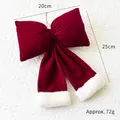 Red velvet Christmas bow ornament with white faux fur trim, 20x25cm hanging decoration - [Classic] Medium Bow (72g)
