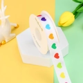 Rainbow heart printed ribbon roll on white background for gift wrapping and DIY crafts - Heart / 2.5cm