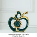 Modern green and gold ceramic lovebird apple ornament in small size for home decor - Heart Apple - Small / Green Gold