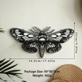 Wandregal aus Holz in Totenkopf-Mottenform, schwarz-weißer Gothic-Stil für Kristalle - 44.8x23cm / Schwarz-Weiß-Motten-Stil