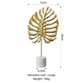 Nordic gold metal monstera leaf decor with terrazzo base, large size desktop ornament - Monstera Bamboo-Large